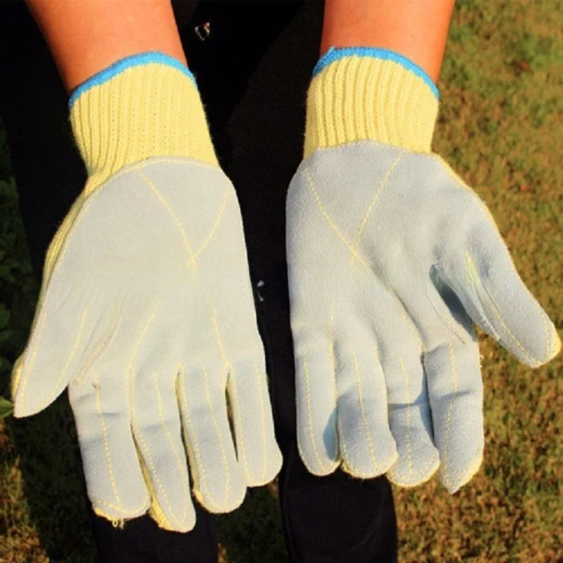 Cut-resistant High Temperature Labor Insurance Aramid Paste Cowhide Cut-resistant Gloves Grade 5 Anti-cut Gloves