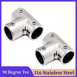 316 Stainless Steel Pipe Tee Connector Fitting Anti-Corrosion No Rust For Boat Yacht Dock Outdoor Bimini Top Tube Fastener