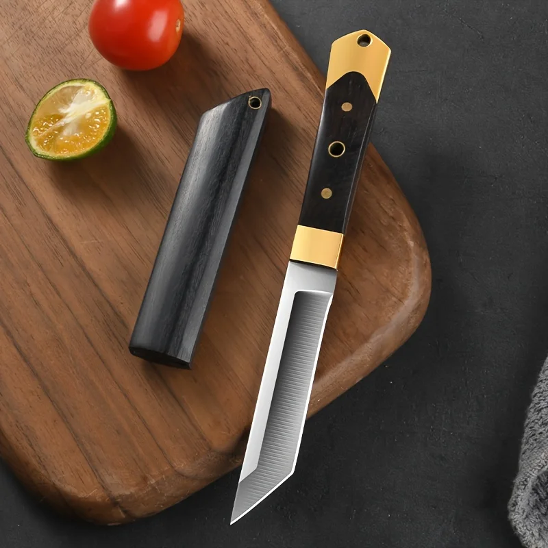 PLYS-Stainless Steel Fruit Knife With Sheath, Fruit Peeling Knife For Restaurant, Kitchen Meat Cutting Pocket Knife, For Cutting