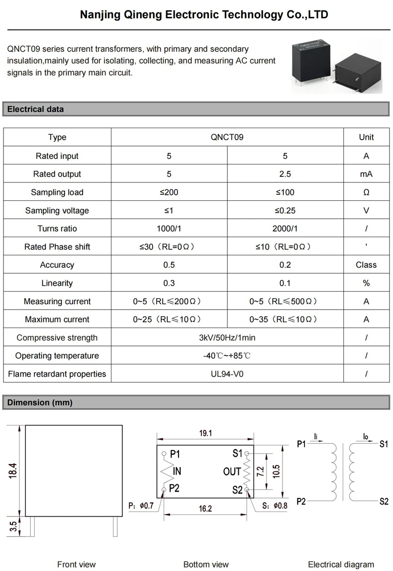 Fabrikpreis Mikro-Stromwandler CT QNCT01 5A 5mA 5A 2,5mA 1 1000 1 2000 10A Kleiner Stromwandler – Detail 4