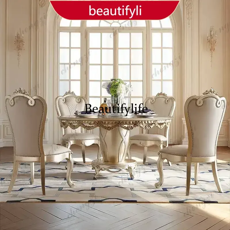 M45  Non Slip Modern Dining Table Luxury Unique Round Design Kitchen Mobile Dining Table Set Living Room Tavolo Da Pranzo