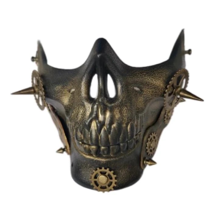 Bronze Steampunk mechanical mask, Skeleton Skull Half Face Mask, motorcycle Halloween party Cosplay Hip Hop, DA061