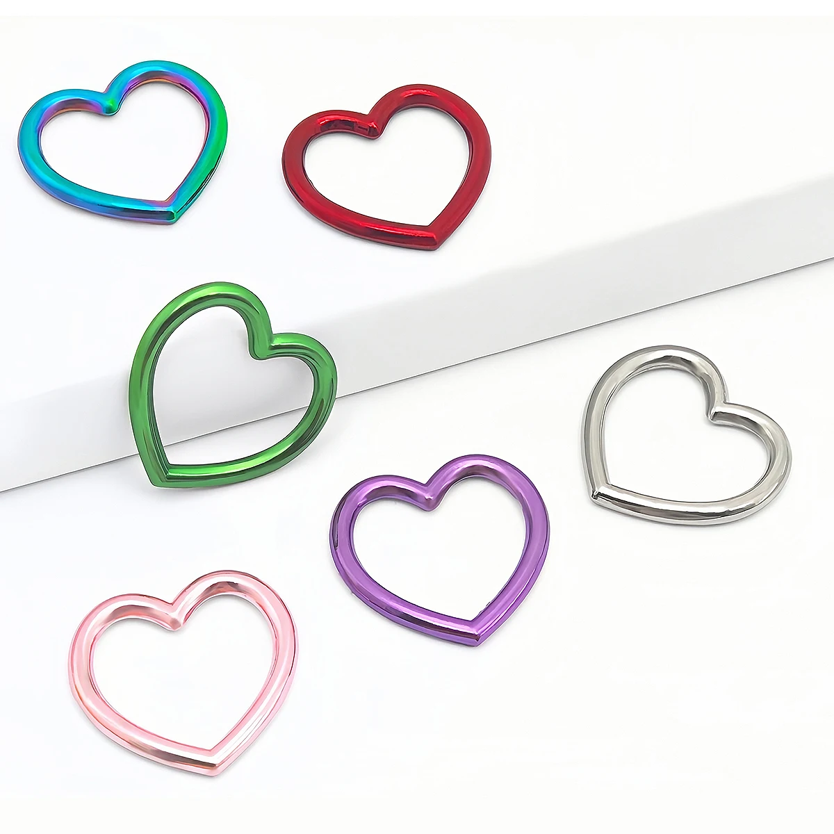3 Stück Metallschnallen für Taschenriemen, bunte O-Ringe, herzförmige, kreisförmige Ringe, Gürtelverbinder, runde Schnallen, DIY-Bastelzubehör. – Detail 4