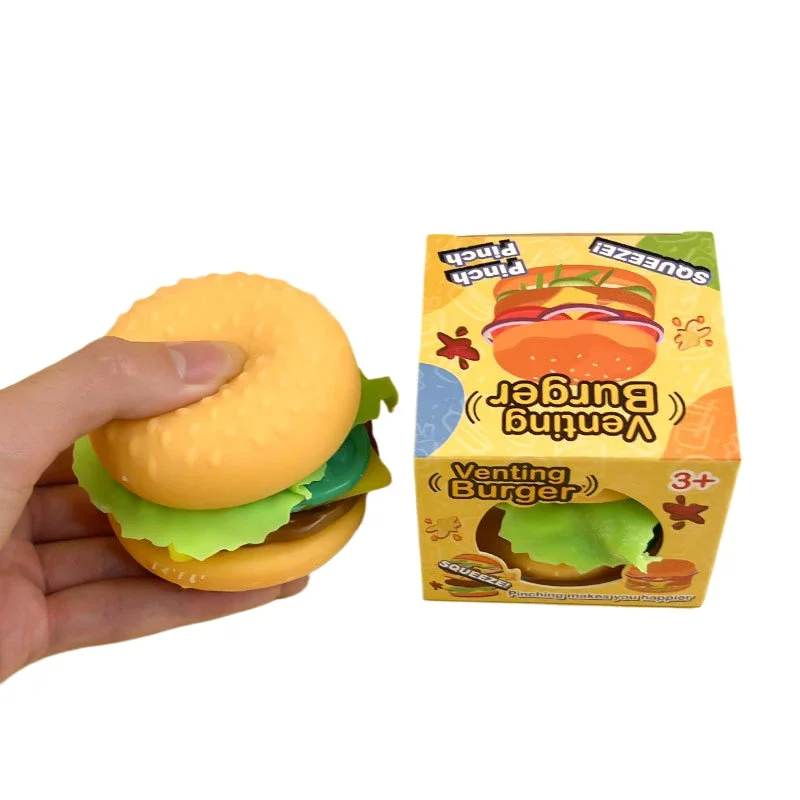 2025 New Creative Detachable DIY Super Soft Simulation Burger Wet Squishy Pinch Squeeze Toy Adult Spoof Hamburger Kids Toy Gifts