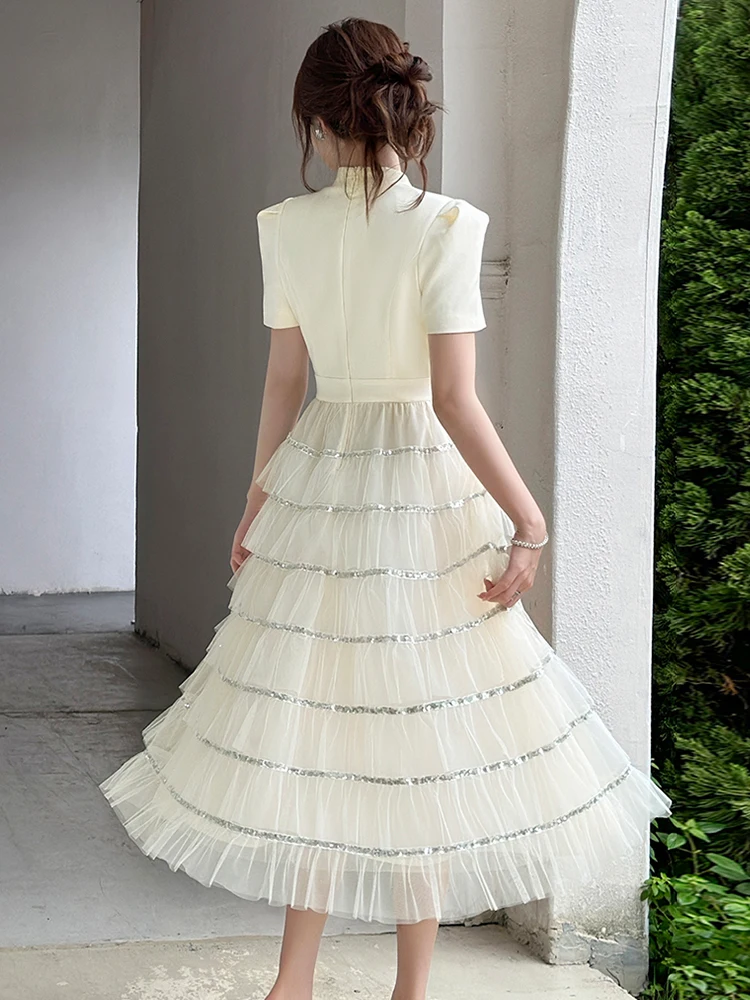 Robe de soirée élégante pour femmes, vêtements à la mode, maille transparente, paillettes, balançoire, robe de bal, mignonne, robes de fête de Banquet