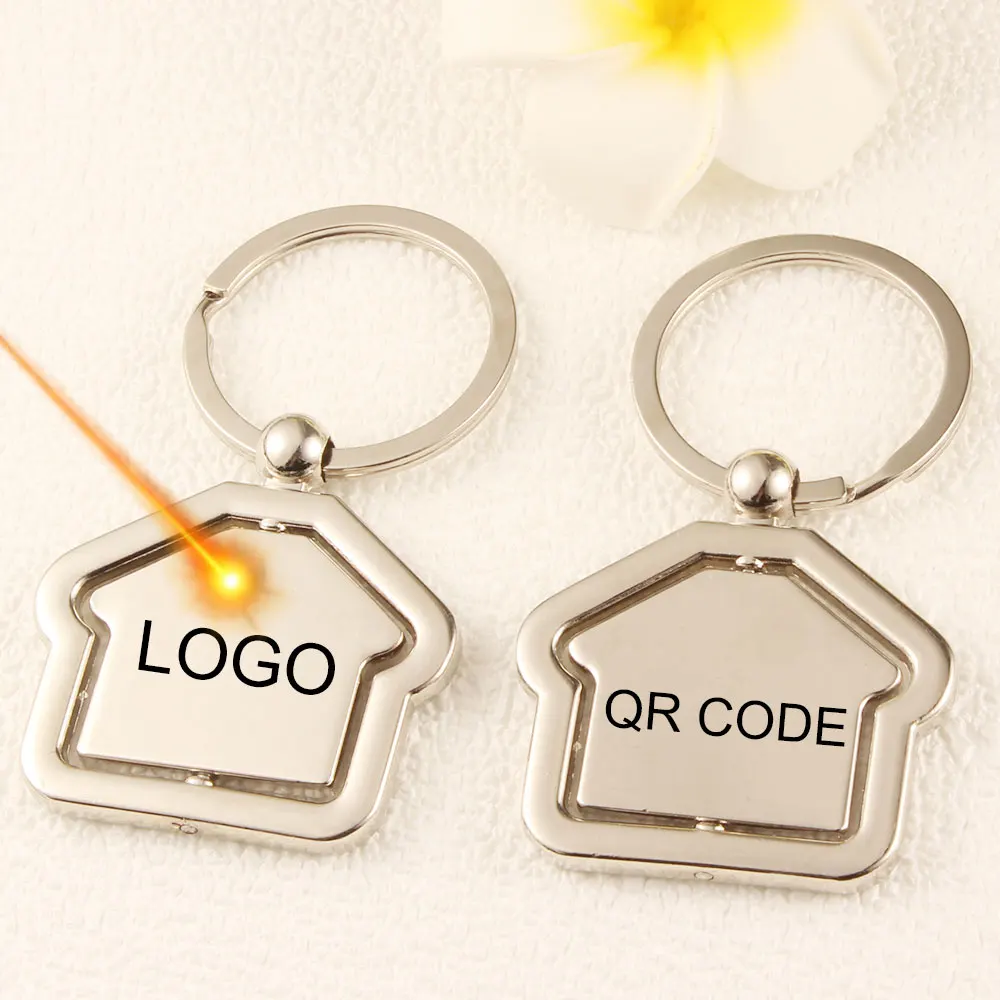 5pcs Custom House KeyChain Engraved  Logo And  QR code Personalized Anniversary Gifts Keyring For Wife Original Gift Key Holder