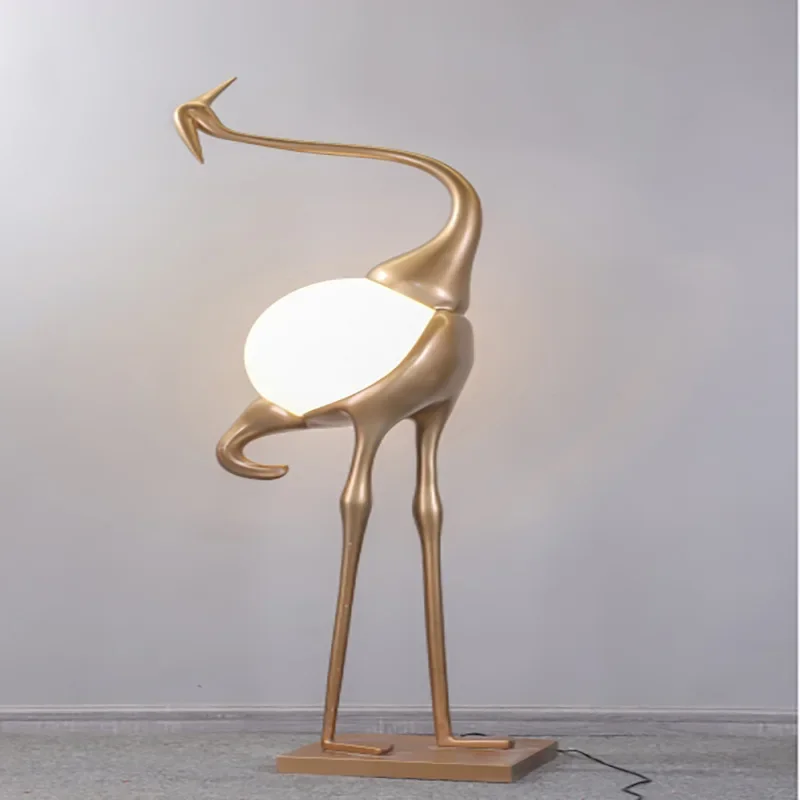 

s#A New Designer Animal Crane Art Floor Lamp Home Living Room Abstract Sales Department Frp Sculpture Ornaments