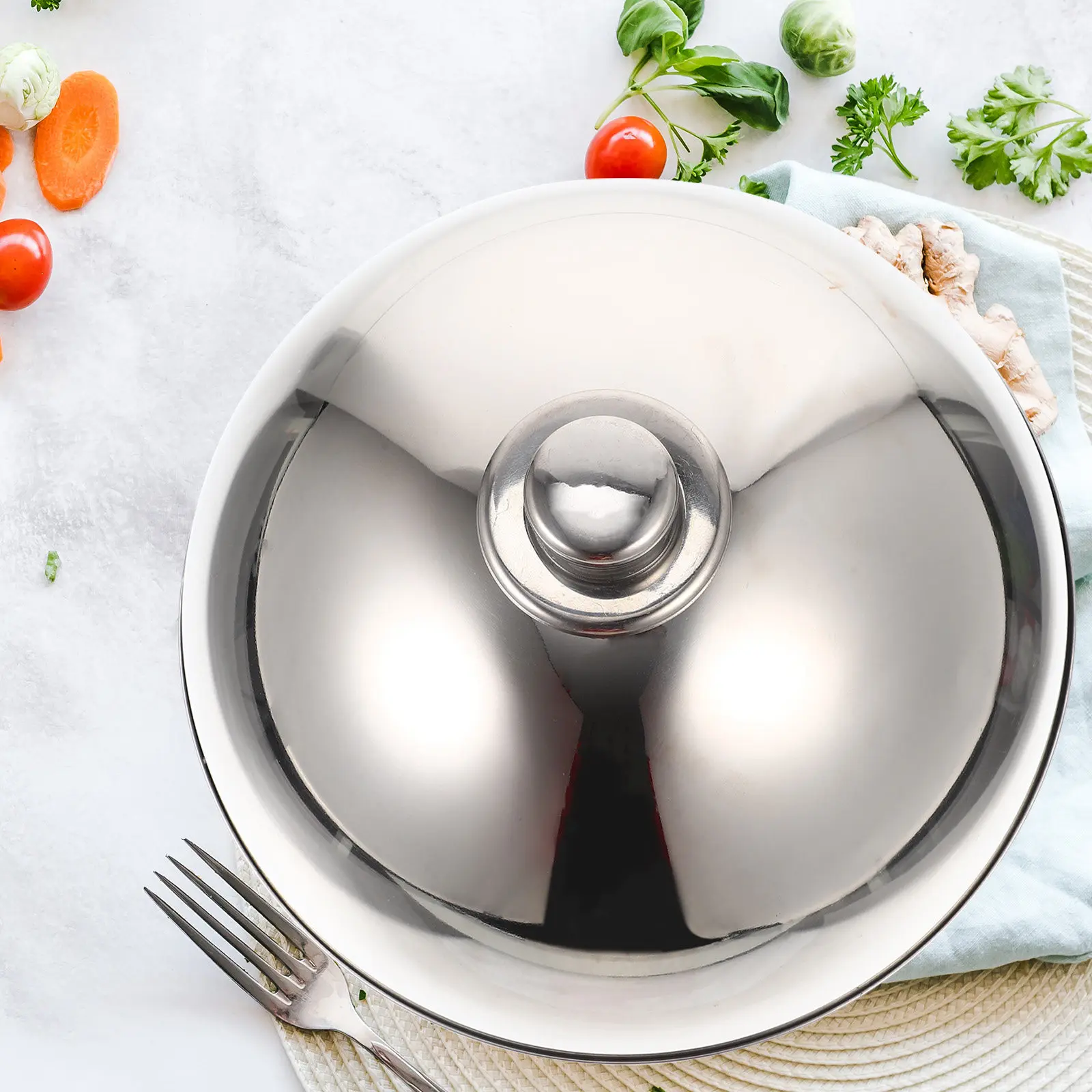 

Premium Stainless Steel Food Cover Dome Tent for Bacon Burgers Poultry Grilling 12.5 Inch Silver Bead Dish Protector Freshness