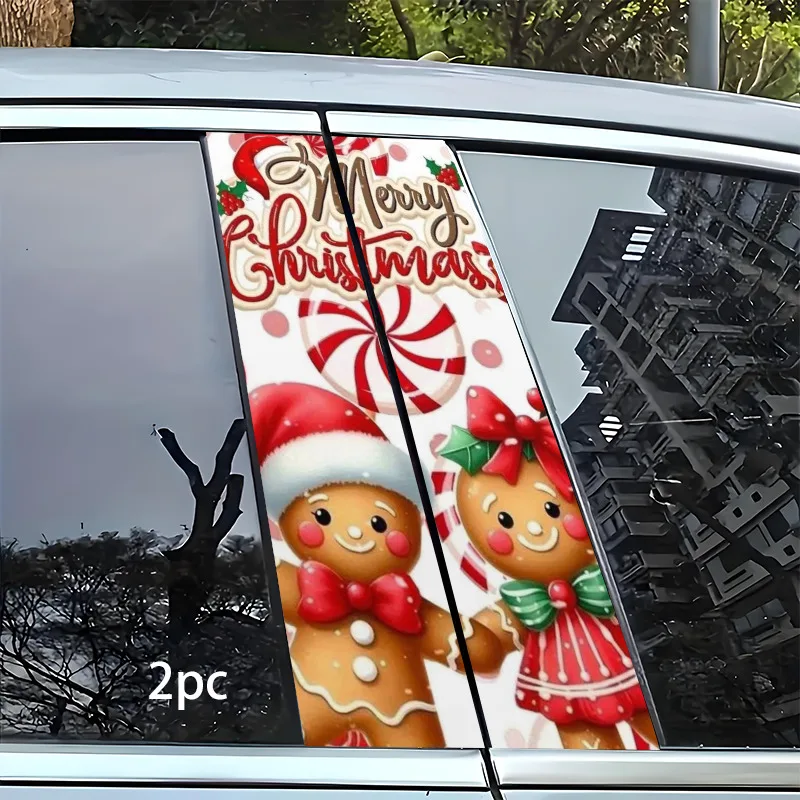 2-Pack 2D Plat Stier Car B-Pillar Stickers, Car Side Pillar Decorative Stickers, Universal Durable Vinyl Film,