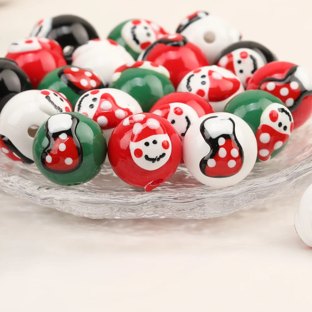 التخليص 100 قطعة 16*16 مللي متر الاكريليك الخرز/تأثير الطلاء عيد الميلاد/شكل دائري/خرز ذاتي الصنع/يدوية الصنع/نتائج ومكونات المجوهرات #3