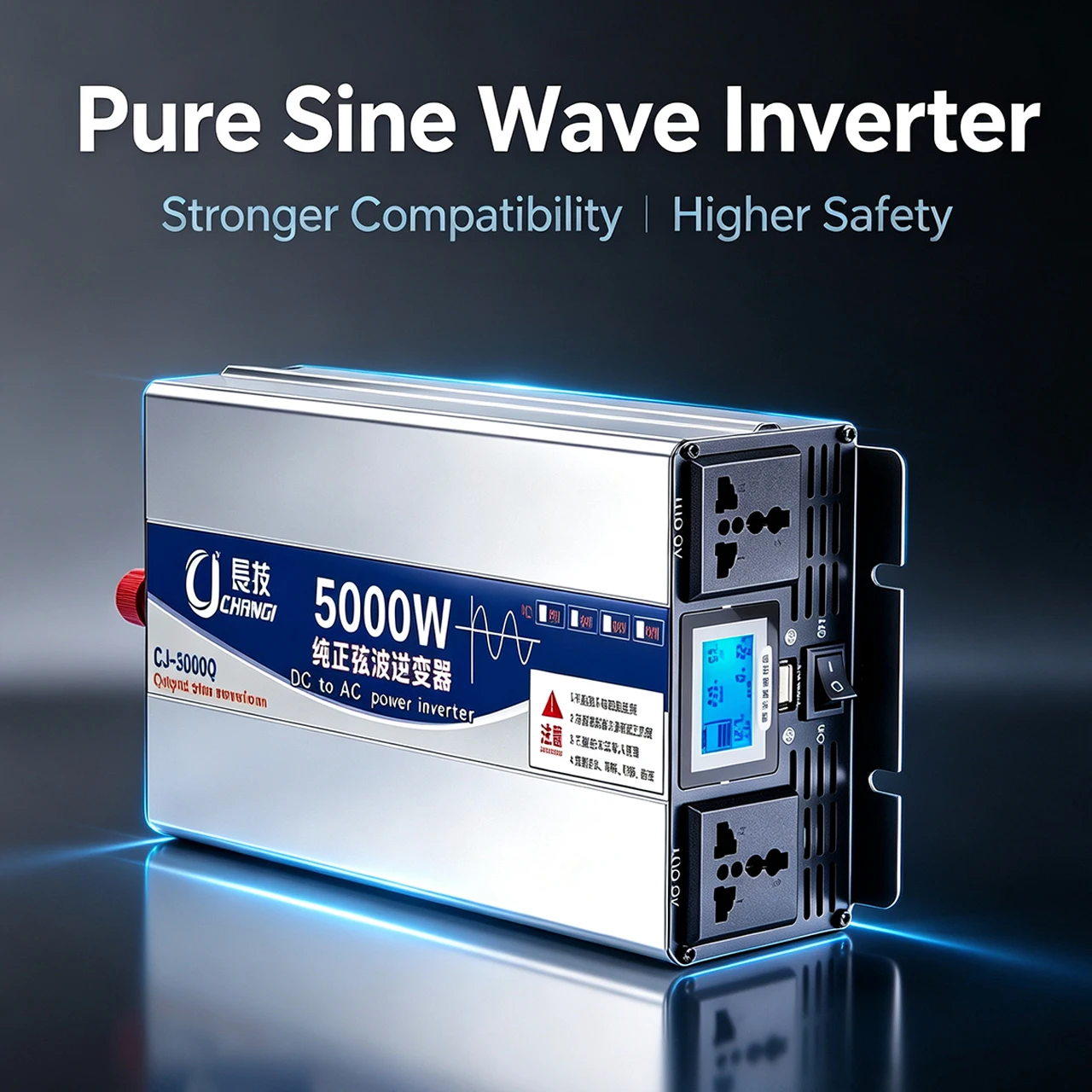 Pure Sine Wave Inverter 5000W 12V24V to 220V 50Hz 110V 60Hz Car and Household High-Power Power Converter, universal and European