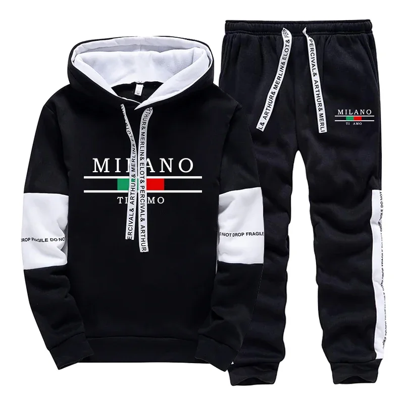 

2026 New Mens Tracksuit Print Casual Sweatshirts Daily Sports Jogging Mens Clothing Single Piece Hoodie Pants Fashion Sportswear