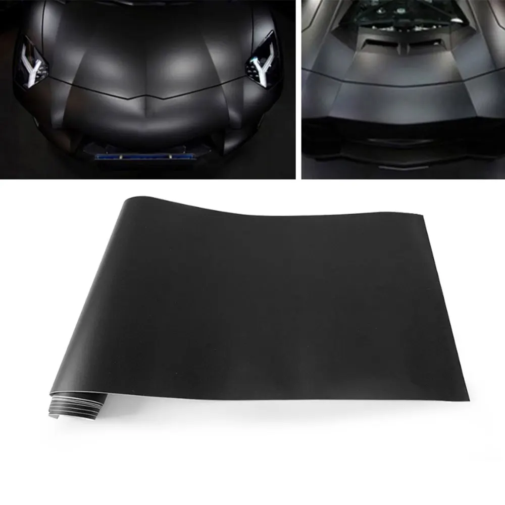 1.52X1/2/3M PET matte Black Vinyl Wrap Film Car cover Motorcycle Sticker low viscosity Bubble Free Console Computer Laptop Skin