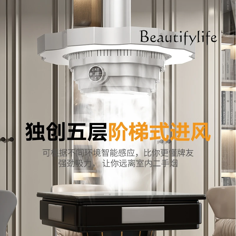 Straight row mahjong smoking lamp special for chess and card room, straight outside smoke exhaust machine lifting air chandelier
