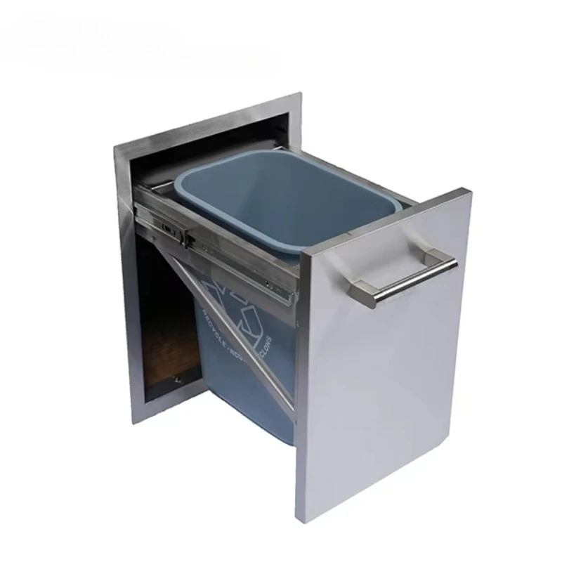 Factory wholesale stainless steel trash can drawer gas barbecue built-in outdoor garden kitchen