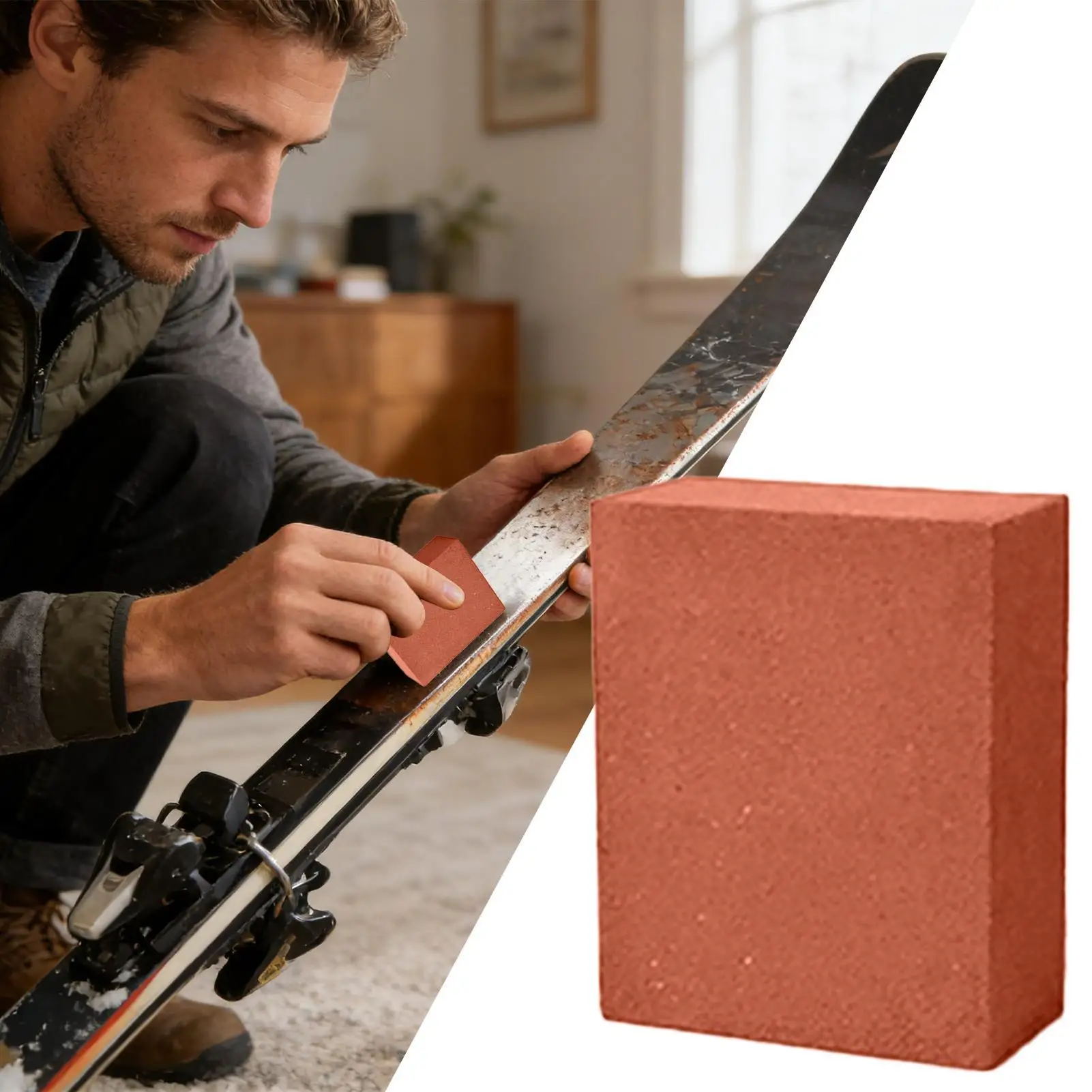 Ski Edge Grinding Rubber Block Compact Stain Removal Snowboard Ski Stone For Removing Rust For Snowboarders Skiers Enthusiasts