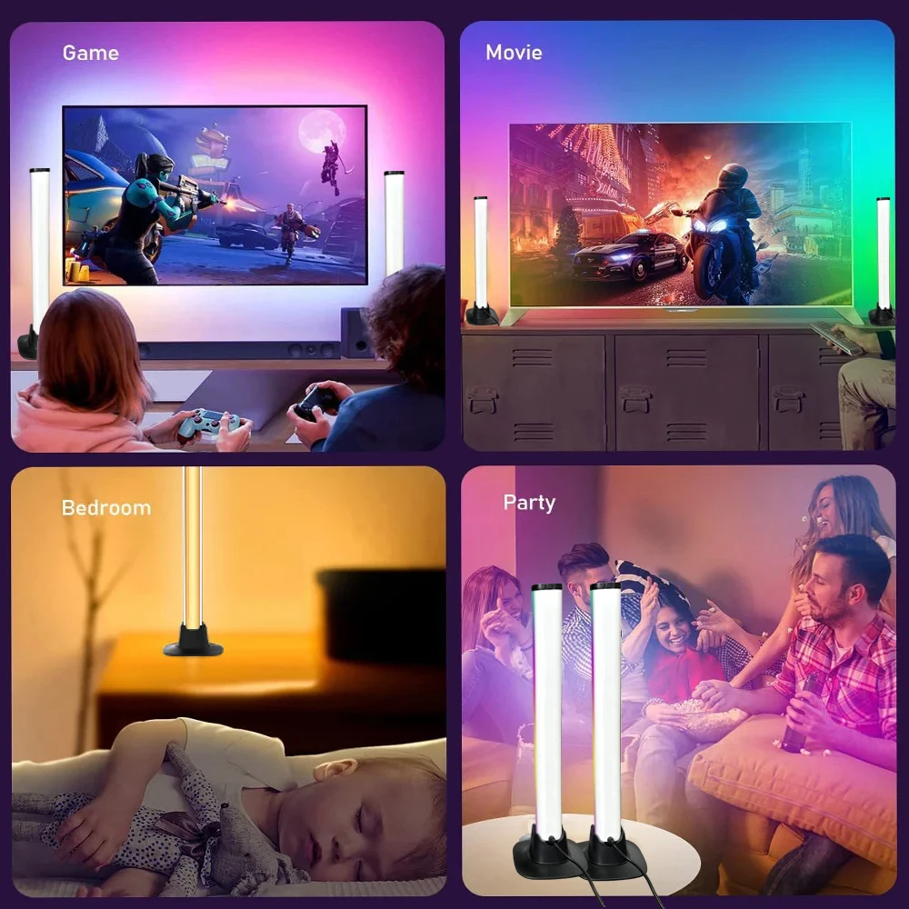 Wifi/Bluetooth RGB Wall Display Atmosphere Light Gaming LED Background Lighting Night Light Music Timer USB Lamp Festival Decora