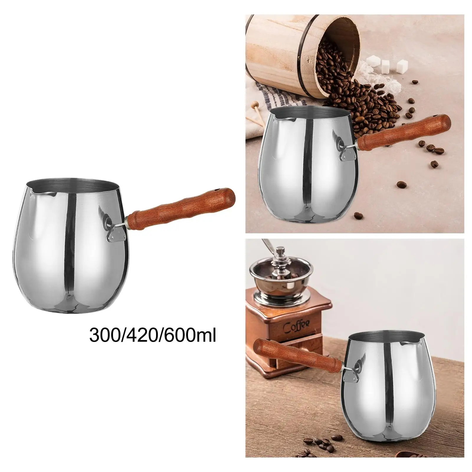 Stainless Steel Turkish Coffee Pot, Chocolate Melting Pot, Convenient to Use