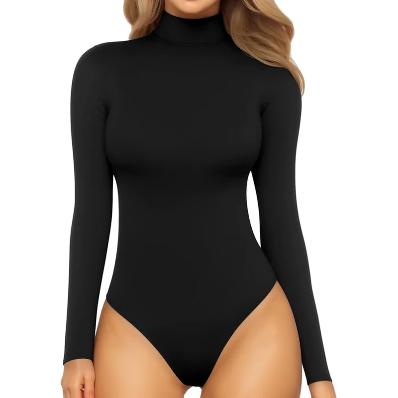

Women's Adult Romper High-Neck Long-Sleeve Top Jumpsuit Sexy Bodycon Casual Overalls Warm Slimming Breathable Bodysuit fursuit