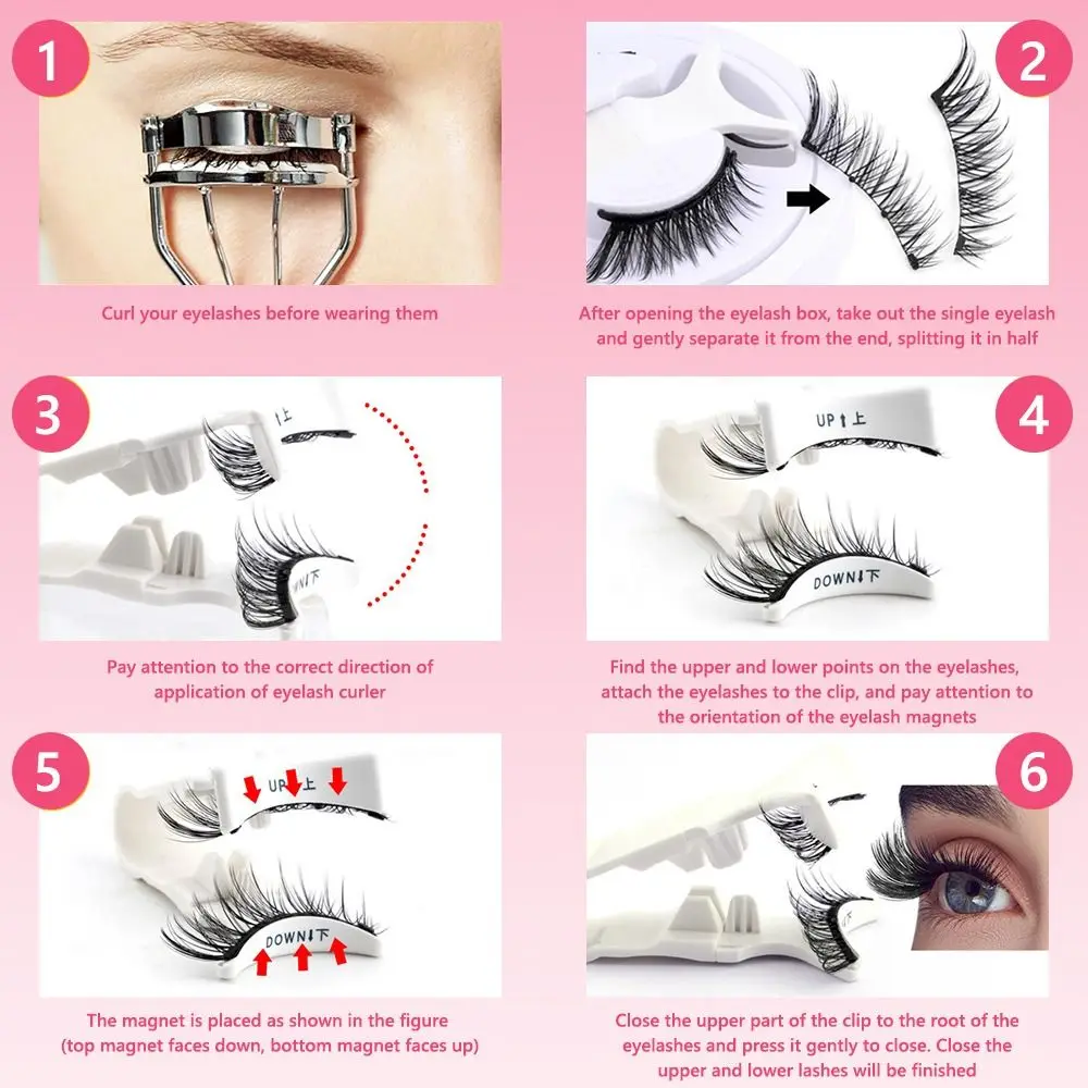 Reusable Magnetic Eyelashes Natural Curler False Eyelashes Set Glue Free with Magnetic Tweezers 3D Mink Lashes