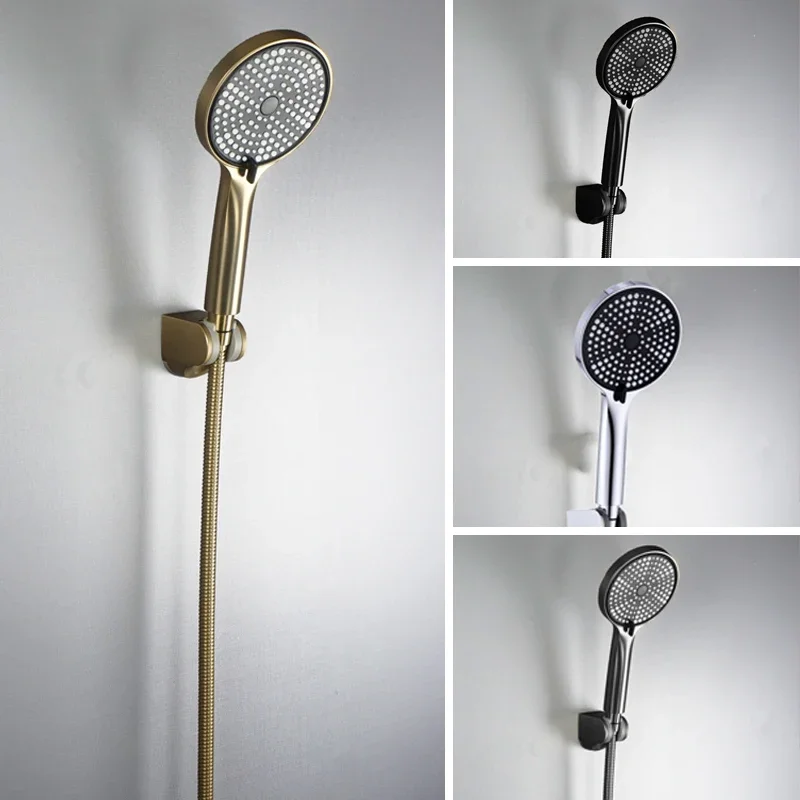 3pc Luxurious Pressurized Handheld Shower Head - 3 Modes Adjustable Water Output, Thermostatic Control, Polished Finish, Hanging