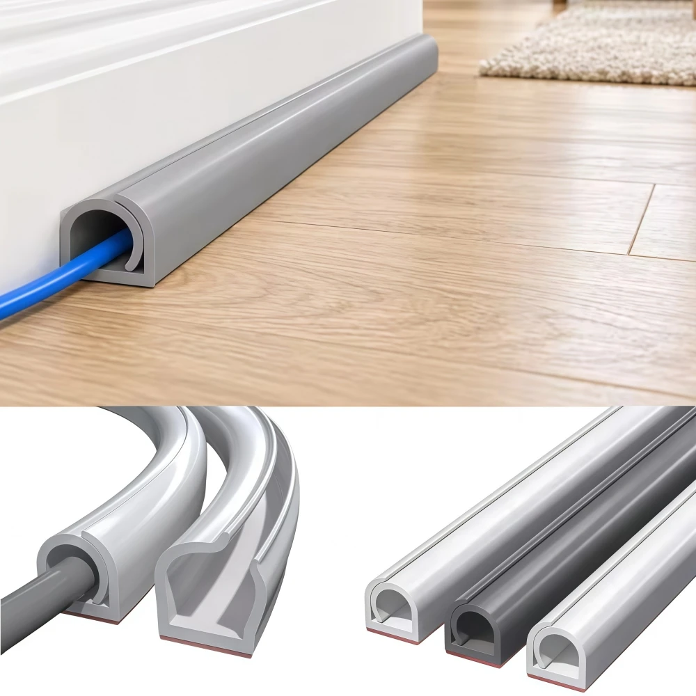 1PC Floor Cable Cover Self-Adhesive Cable Anti Extrusion Extension Wiring Duct Protector Wire Organizer for Floor Desk & Wall