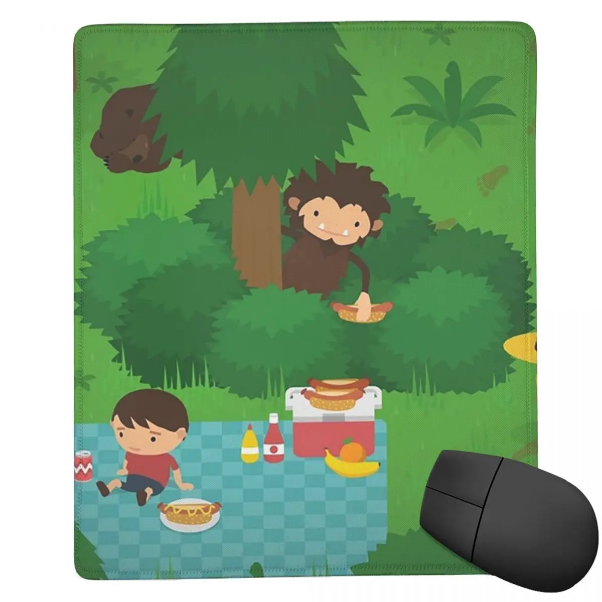 

Коврик для мыши Sneaky Sasquatch Picnic 7x9 дюймов (22x18 см) для компьютера, клавиатуры, игровой мат для ПК, ноутбука, настольный коврик, аксессуары, коврики для стола