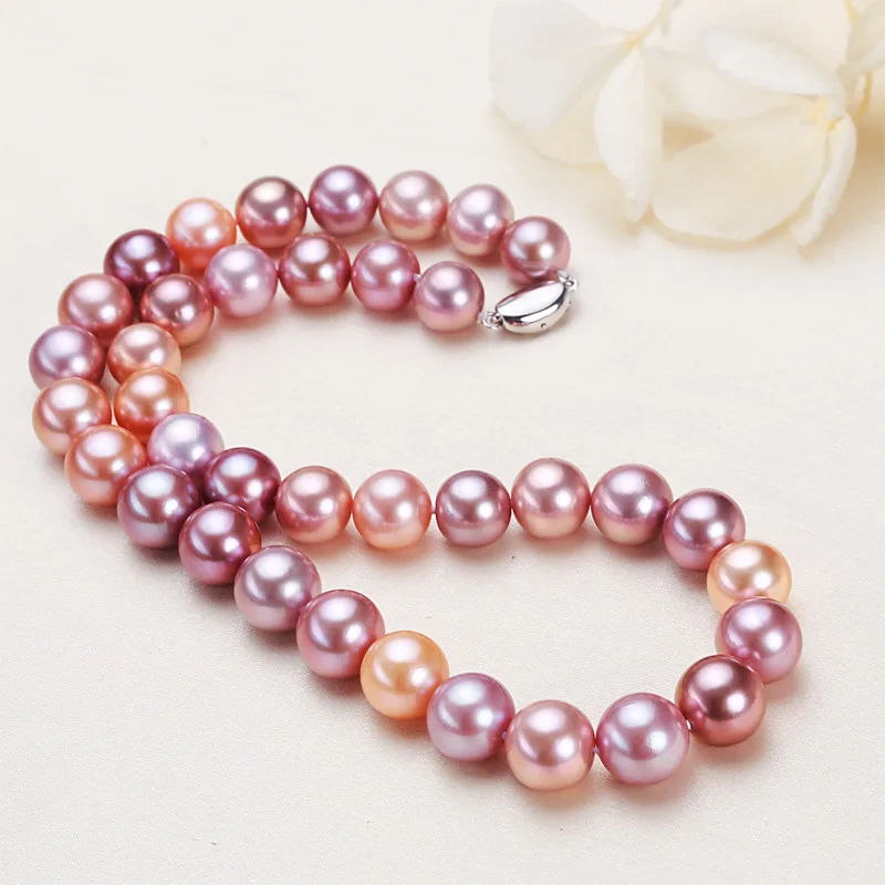 

Ожерелье из жемчуга Эдисона 11–13 мм, разноцветный пресноводный жемчуг с застежкой S925, натуральная роскошь для эффектного стиля