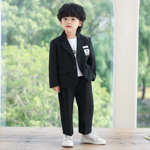 Boys Casual Suit Set Spring And Autumn Korean Children s Birthday Party Performance Costume Kids Blazer Pants Necklace Clothes AliExpress