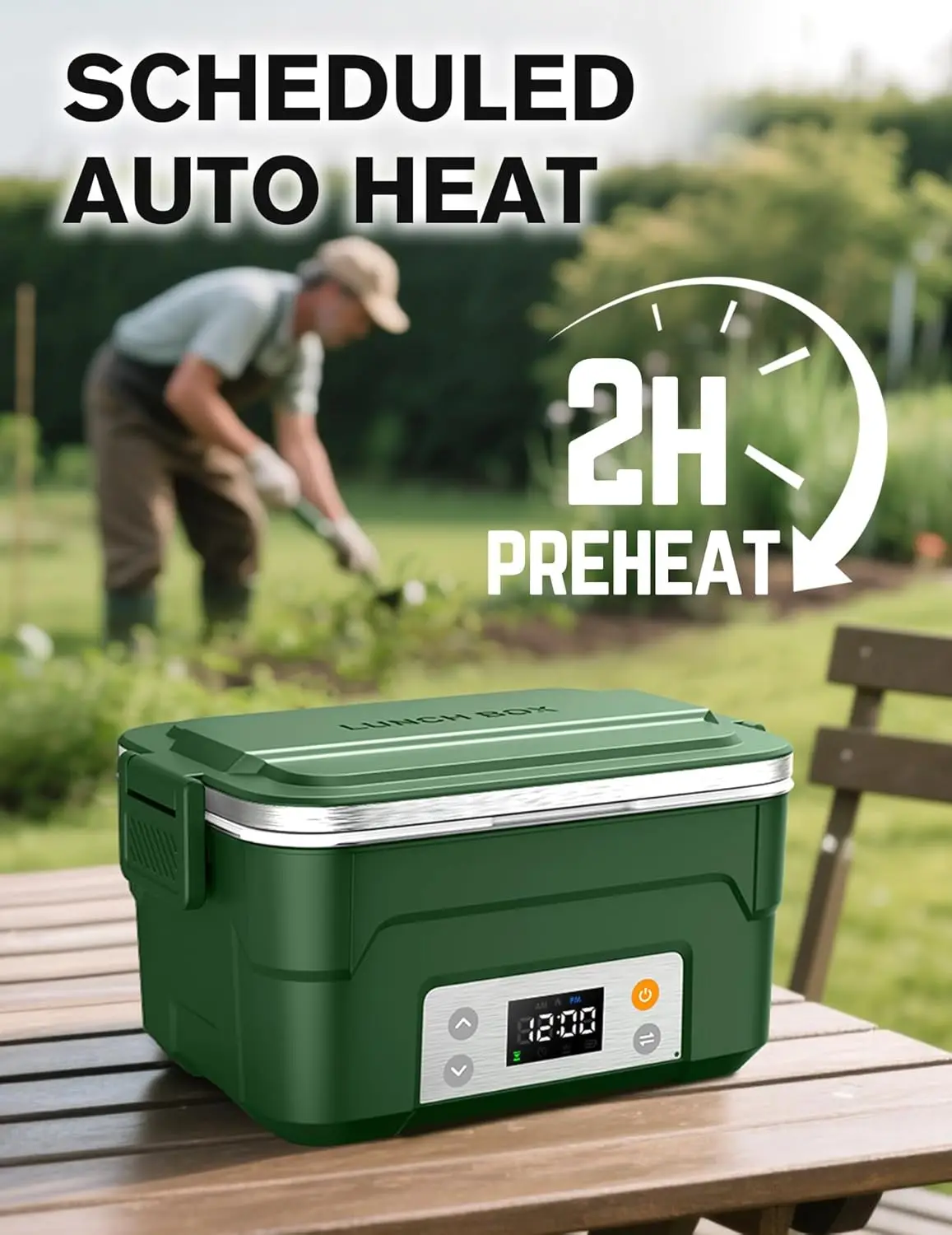 

Беспроводной электрический ланч-бокс XL 6,3 чашки для взрослых, ланч-бокс с подогревом для мужчин с расложенным подогревом, портативный автомобильный подогреватель еды