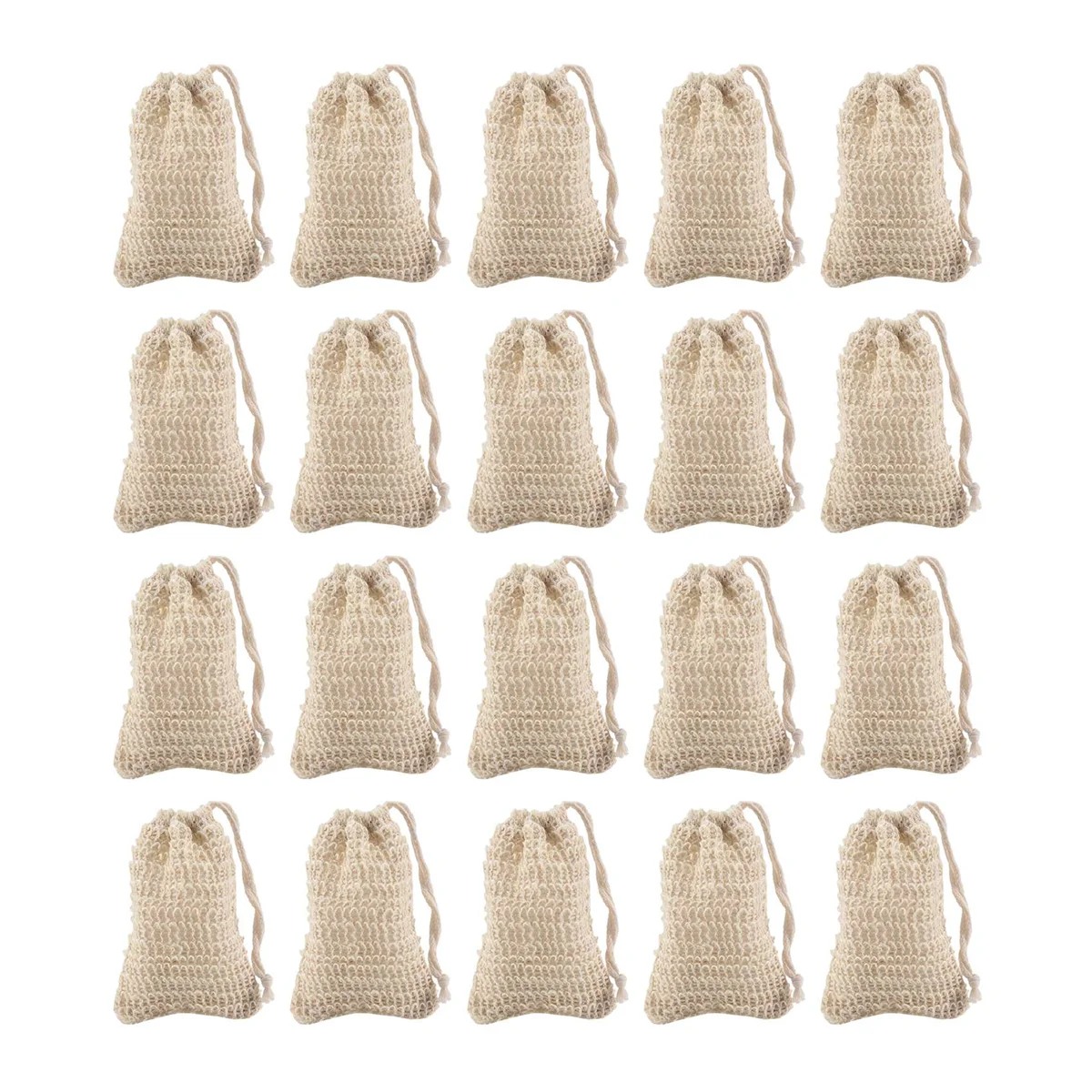 50Pcs Shower Bath Sisal Soap Bag Natural Sisal Soap Bag Exfoliating Soap Saver Pouch Holder