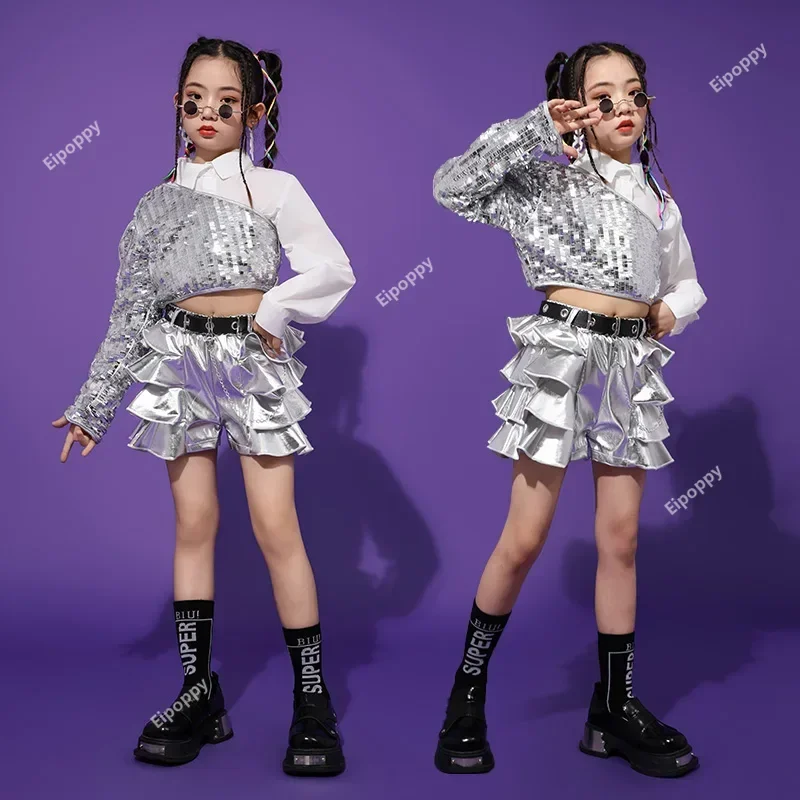 

Modeling Runway Performance Clothes Street Jazz Dance Costume Girls Dance Stage Set Kids Tide Shiny Cool Clothes for Children