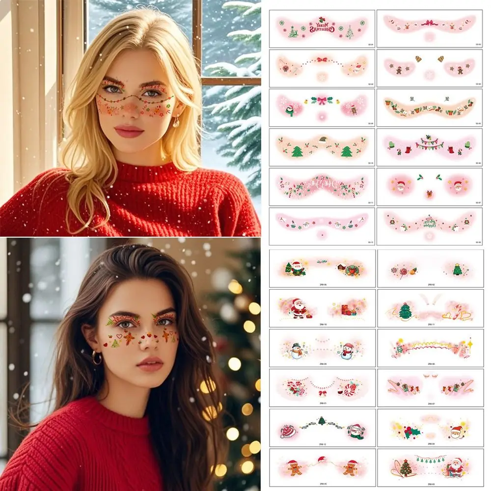 

12pcs Art Decals Christmas Makeup Stickers Face Tattoo Style Eye Makeup Design Eye Makeup Sticker Face Tattoo Stickers