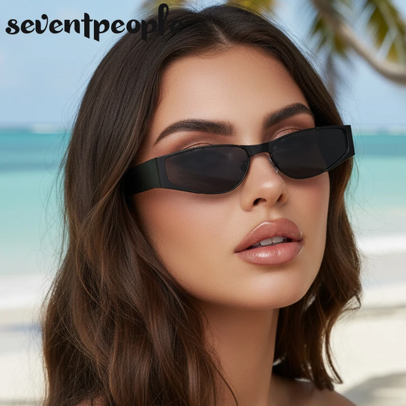 إطار صغير عين القط فاسق النظارات الشمسية النساء 2025 العلامة التجارية الفاخرة موضة نظارات شمسية معدنية خمر مضلع نظارات للسيدات UV400