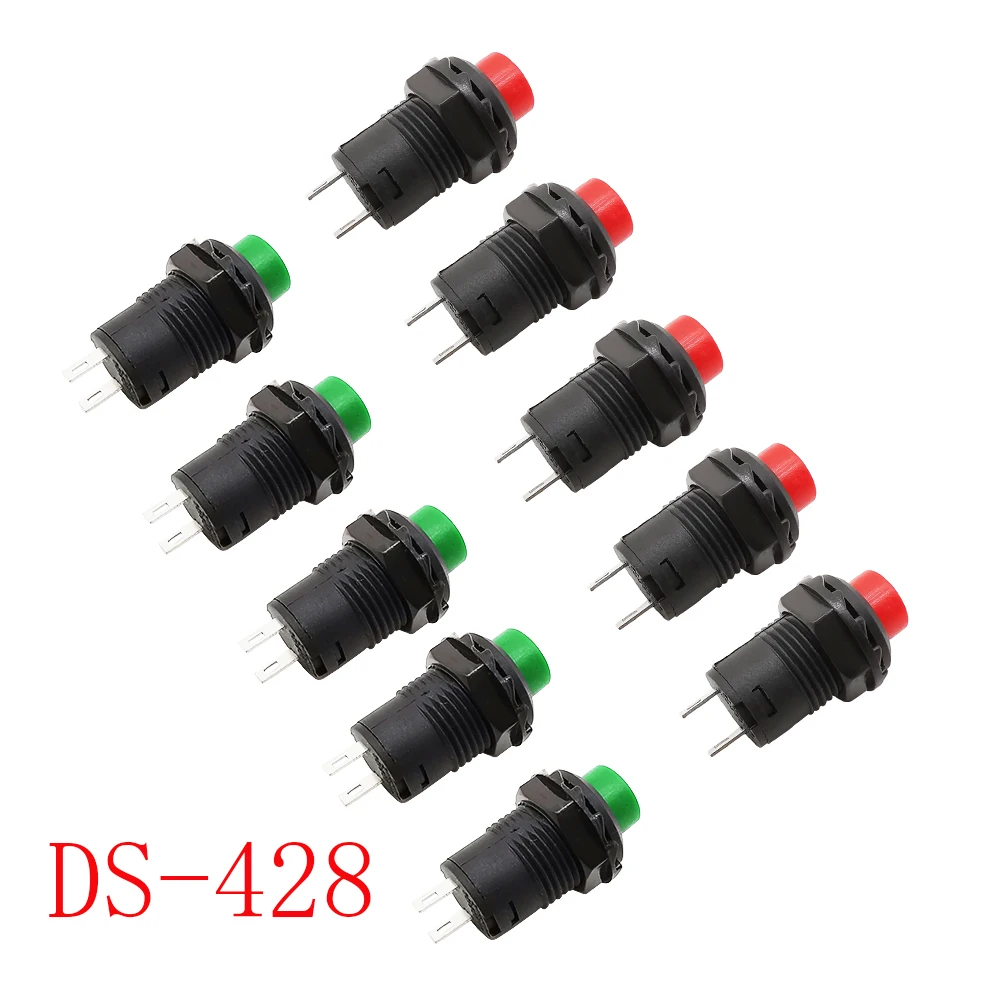 20Pcs DS-428 12mm Momentary Self-Lock Switches OFF-ON Push Button Switch 3A /125VAC 1.5A/250VAC Pushbutton DS428