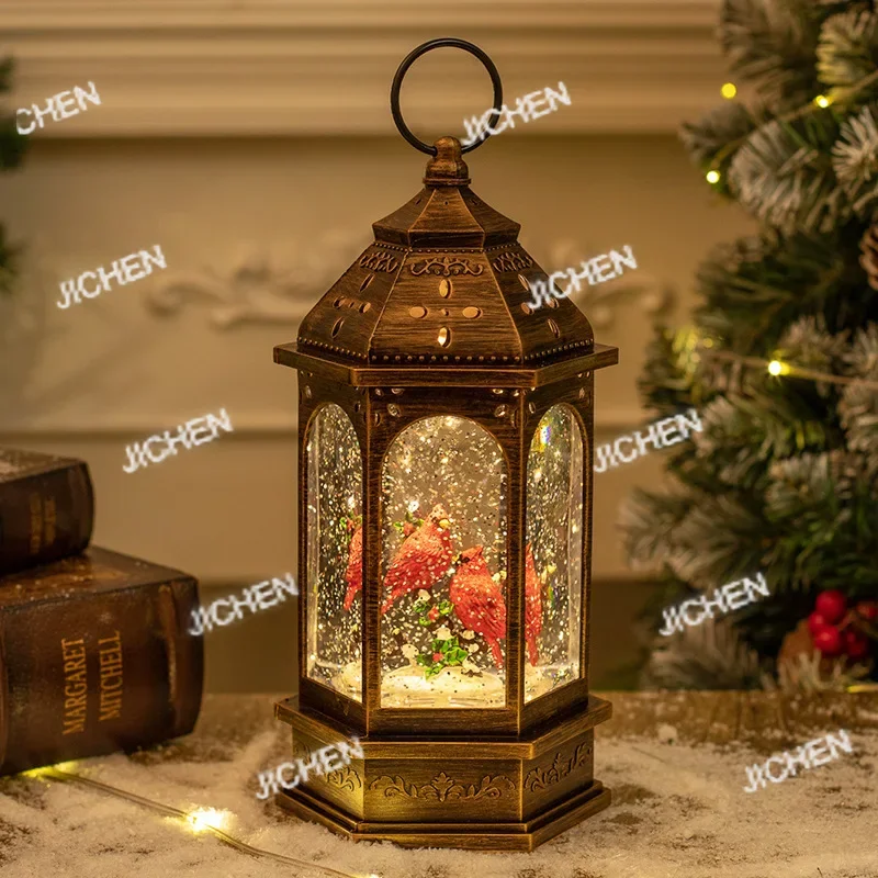 

ZQ 2025 новый рождественский портативный хрустальный фонарь старик Снеговик светящаяся масляная лампа украшение для праздничных фонарей вечерние украшения