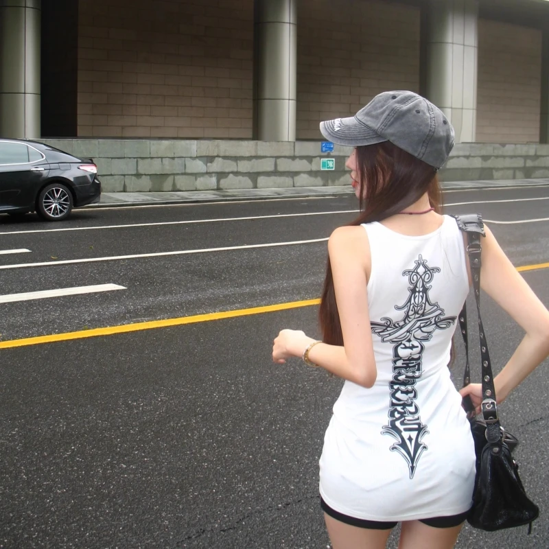 2025 coreano nuevo Y2K ropa de mujer chaleco ajustado verano impreso chaleco sin mangas K moda chica caliente Casual Top