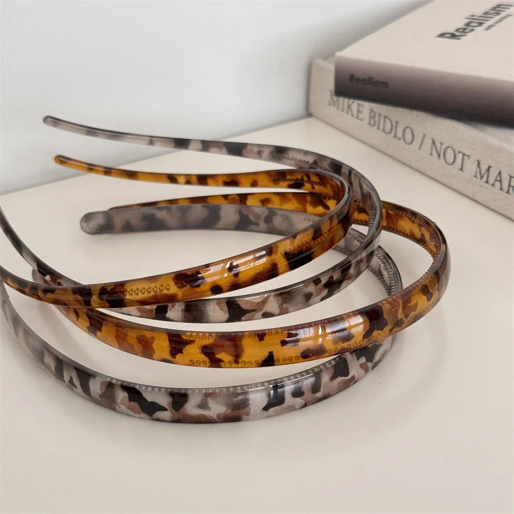 

Fashion Acrylic Eyewear Headbands Retro Leopard Print Anti-Slip Hair Hoop Women Girls Fixed Headband For Makeup Summer Headwear