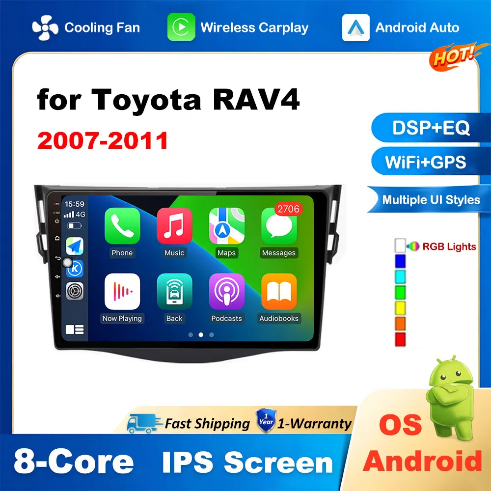 

Wireless CarPlay Android Auto Radio for Toyota RAV4 2007-2011 4G Car Screen Multimedia Player GPS Navi Autoradio No 2din