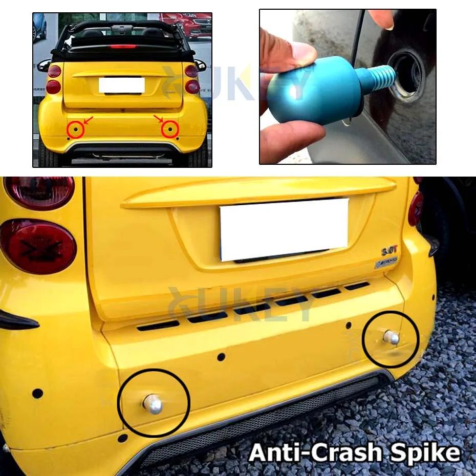 Front Rear Safe Kit For Benz SMART Fortwo 451 2008-2014 Anti Collision Round Head Car Bumper Protector Protective Guard Spike