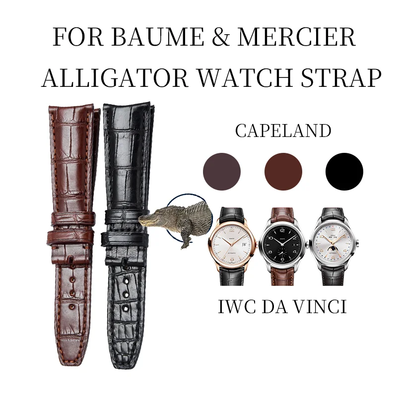 Correa de reloj de cocodrilo para BAUME & MERCIER CLASSIMA CAPELAND IWC DA VINCI