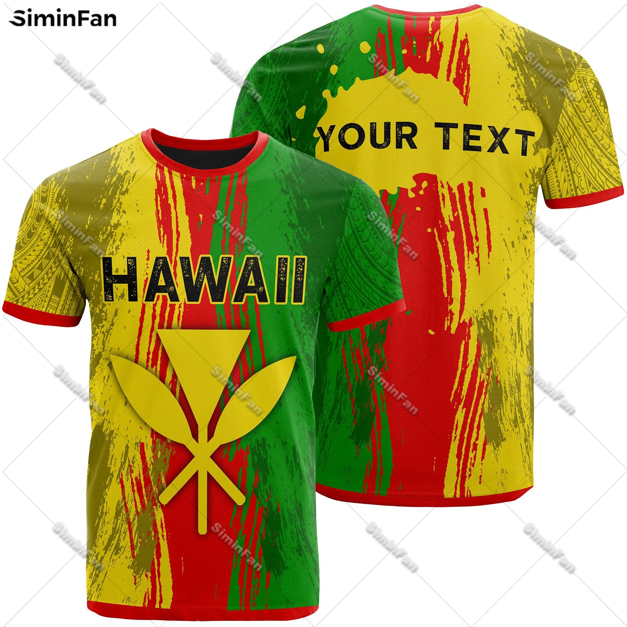 Custom Text Hawaii Polynesian Kanaka Men Tshirt 3D Printed Male Summer Round Neck Tee Female Short Sleeve Top Unisex T-shirts-1