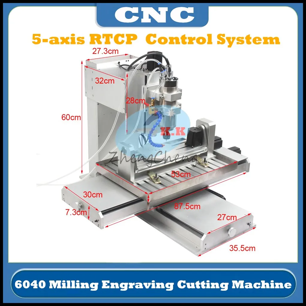 2023 CNC 5 Axis 6040 Network Port Router Metal Milling Engraving Cutting Machine 220V/110V Rotary Table Cyclmotion Control Card