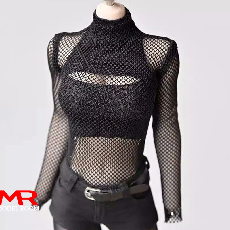 1/6 Scale หญิงตาข่ายเสื้อยืด Fishnet Top ชุดลําลองแขนยาวเสื้อผ้า 12 ''Soldier Action Figure Body ตุ๊กตา
