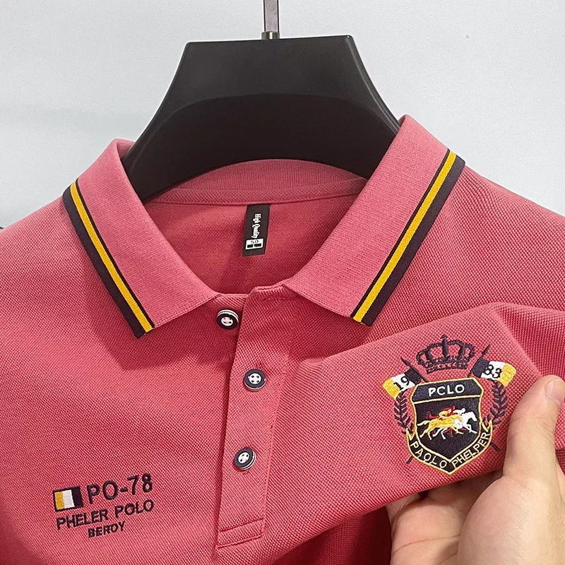 Men's long-sleeved T-shirts for young and middle-aged men in spring and autumn, fashionable and casual, lapel POLO shirts