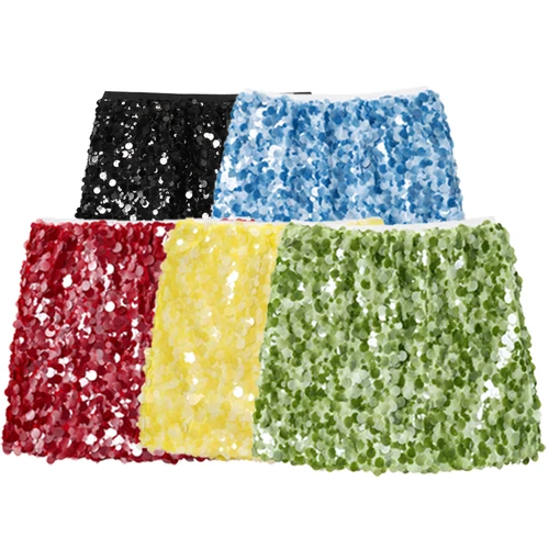 Imagen 2 del producto HXAO Mini faldas de lentejuelas para mujer otoño 2025 negro verde rojo amarillo azul falda Sexy línea de brillo falda de baile faldas de Navidad