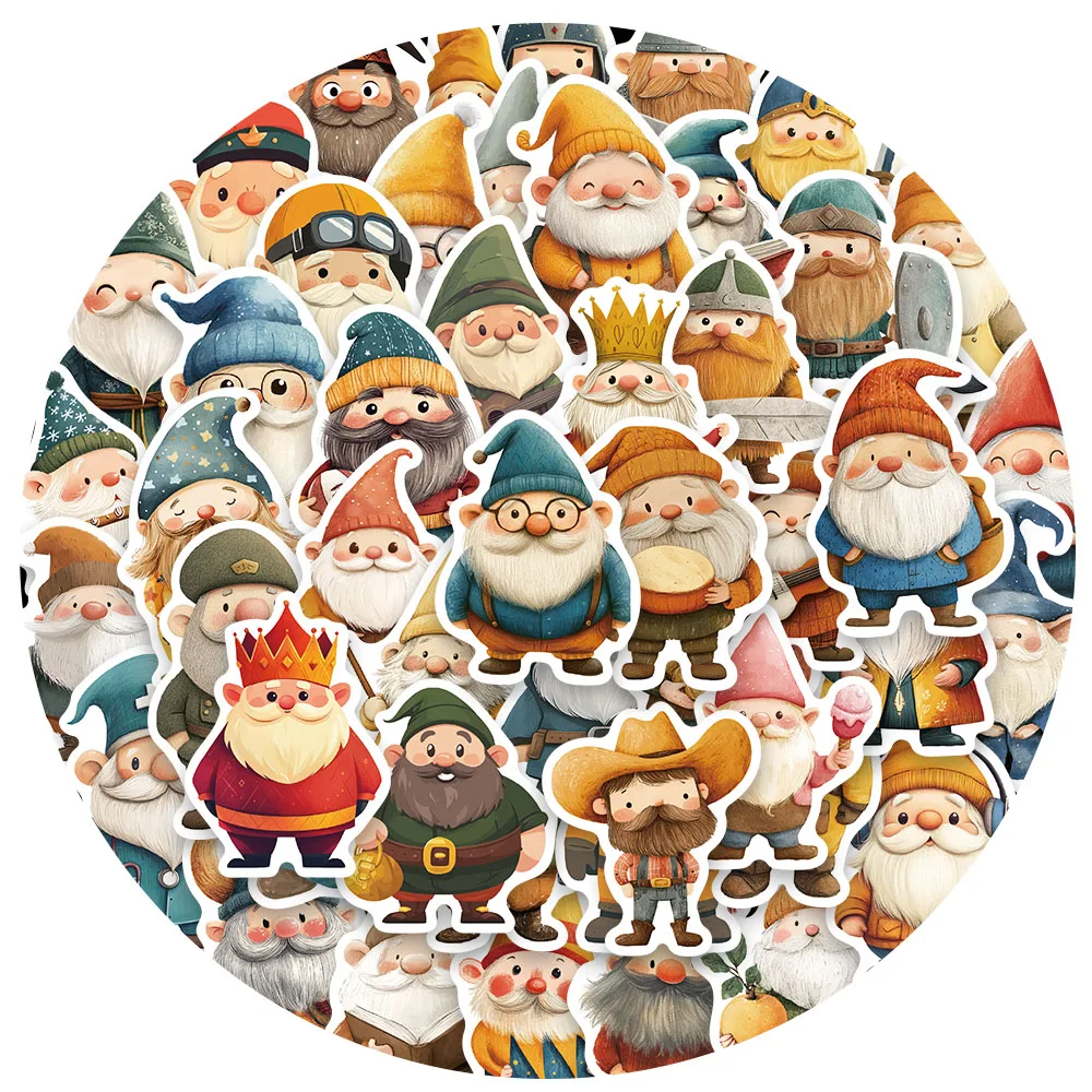 50pcs Funny Cute Cartoon Big Bearded Little Old Man Stickers For Laptop Water Bottle Luggage Diary Waterproof Graffiti Decals