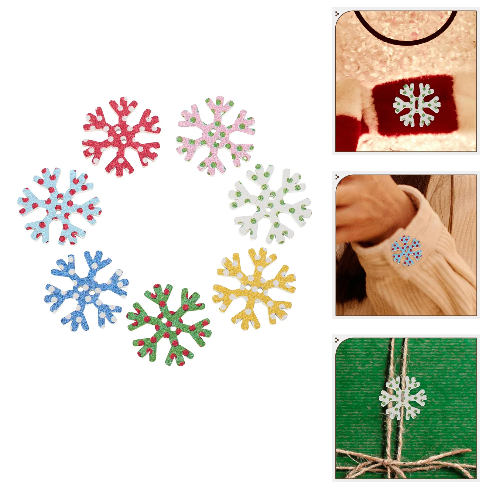 

100Pcs 25Mm DIY Snowflake Wooden Buttons Christmas Decoration Scrapbooking Craft Embellishments Creative Supplies