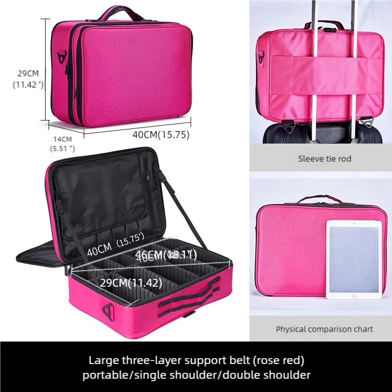 New Oxford Cloth Makeup Bag Travel Necessary Cosmetic Case Compartments Large Capacity Beauty Brush Embroidery Tool Storage