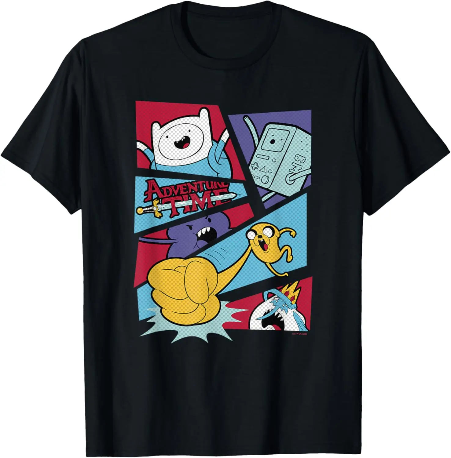 Adventure Time Group Shot Actie Komische Panelen T-Shirt